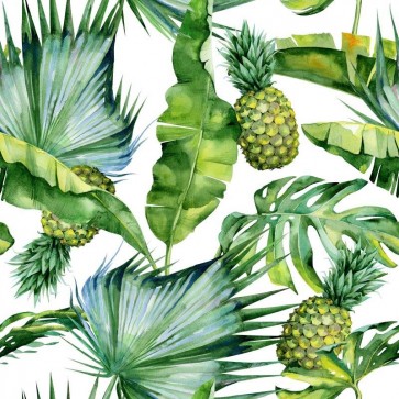 Tropical leaves and pineapples