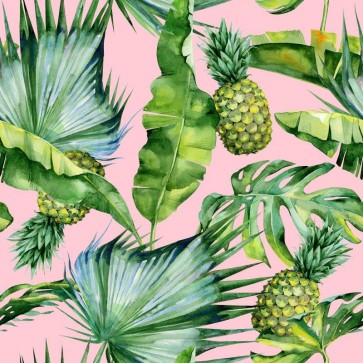 Tropical leaves and pineapples - Pink