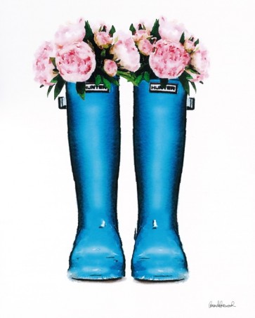Amanda Greenwood - Blue Rain Boots with Peony