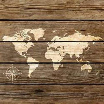World Map on a Wooden Board 