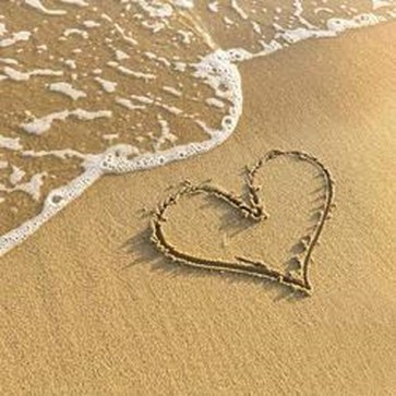 Heart Draw in Beach Sand 